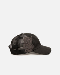 Ed Hardy Euro Distressed Trucker Snapback Black