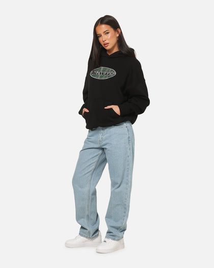 Carre Plaid Oval Hoodie Solid Black