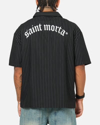 Saint Morta Gothic Pinstripe Button Up Shirt Jet Black