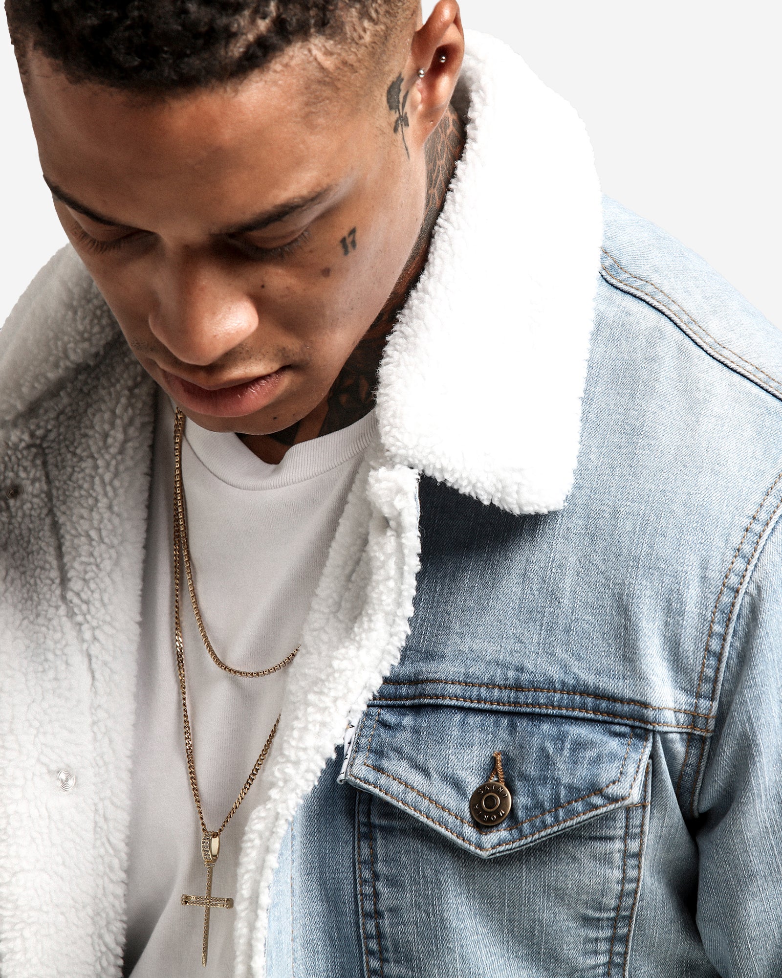 Saint Morta Sherpa Denim Jacket Superwash Blue | Culture Kings US
