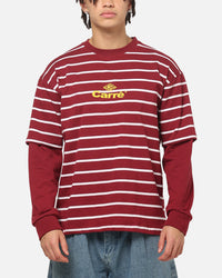 Carre Club Stripe Long Sleeve T-Shirt Burgundy Stripe