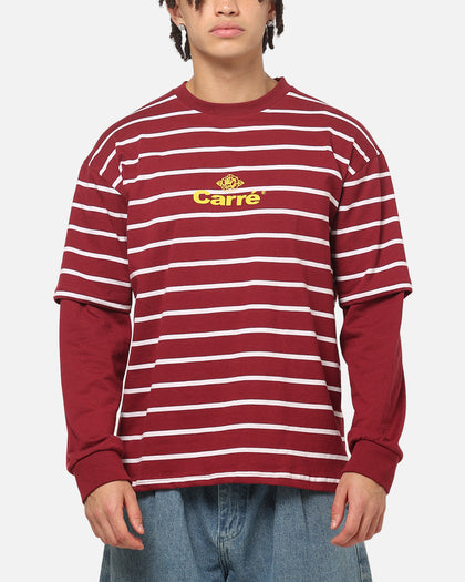 Carre Club Stripe Long Sleeve T-Shirt Burgundy Stripe