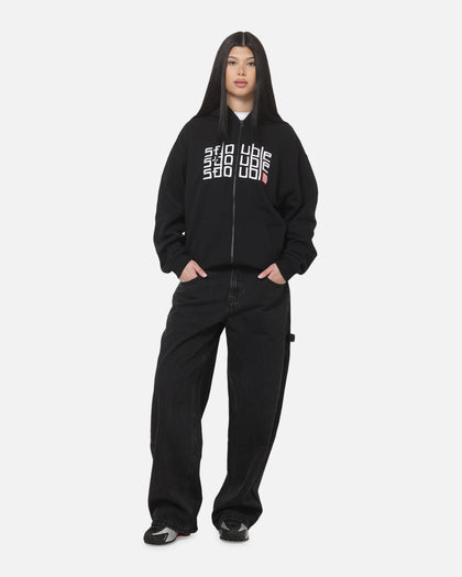 S Double Triple Block Zip Hoodie Black