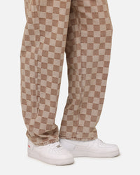 XXIII Checker Board Denim Jeans Tan