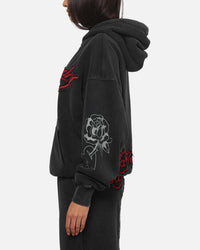 Ed Hardy Women's Rose Zip Hoodie Washed Black