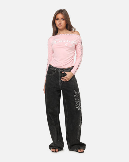 Ed Hardy Women's Hooked Aline Long Sleeve T-Shirt Pink