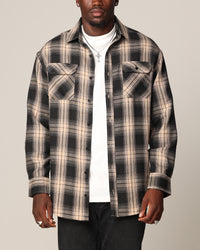 Saint Morta Icon Flannel Shirt Tan/Black