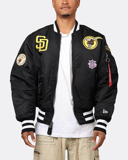 New Era X Alpha Series X MLB San Diego Padres MA-1 Bomber Jacket Black