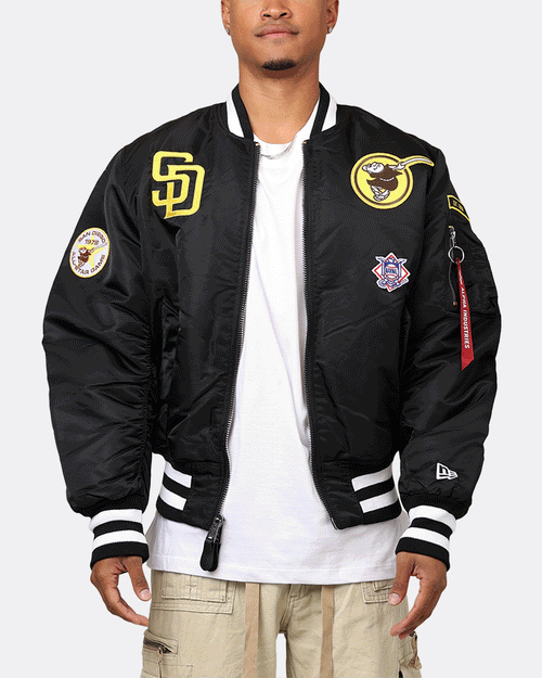 New Era X Alpha Series X MLB San Diego Padres MA-1 Bomber Jacket Black