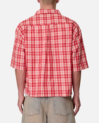 MNML Crop Flannel Short Sleeve Shirt Red