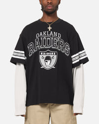 Mitchell & Ness Oakland Raiders Waffle Mock Layer Long Sleeve T-Shirt Black