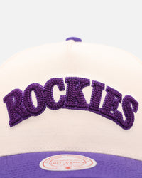 Mitchell & Ness Colorado Rockies 'Chainstitch Wordmark' Pro Pinch Snapback Purple