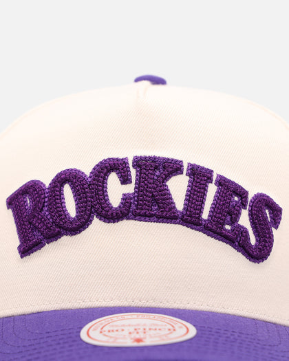 Mitchell & Ness Colorado Rockies 'Chainstitch Wordmark' Pro Pinch Snapback Purple