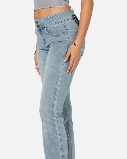 Ed Hardy Women's Low Rise Skinny Jeans Blue Denim
