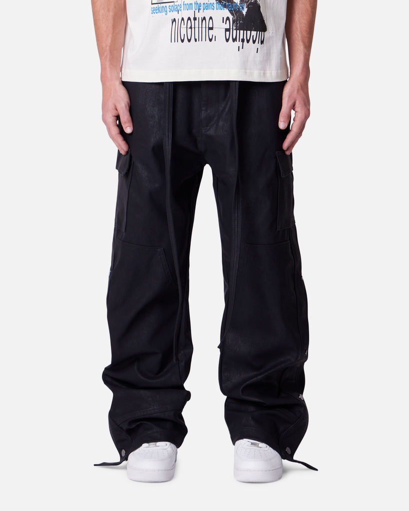 パンツ mnml28 MNML Straight Leather Snap Zipper Cargo Pants Black | Culture Kings US