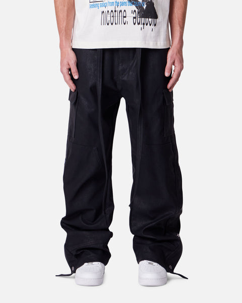 MNML Straight Leather Snap Zipper Cargo Pants Black | Culture Kings US