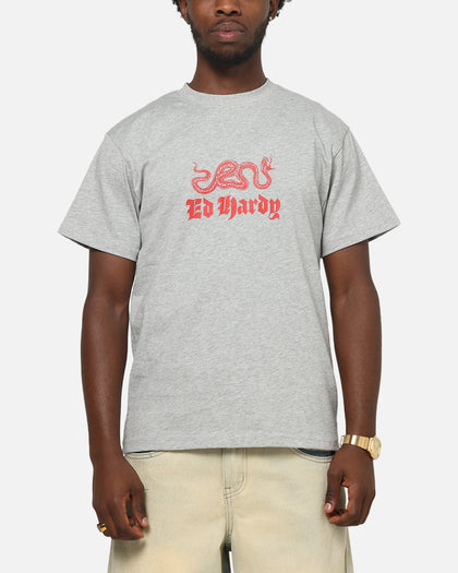 Ed Hardy Venom Fitted T-Shirt Grey Marle