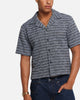 XXIII Boucle Tweed Crop Button Up Shirt Black/White/Blue