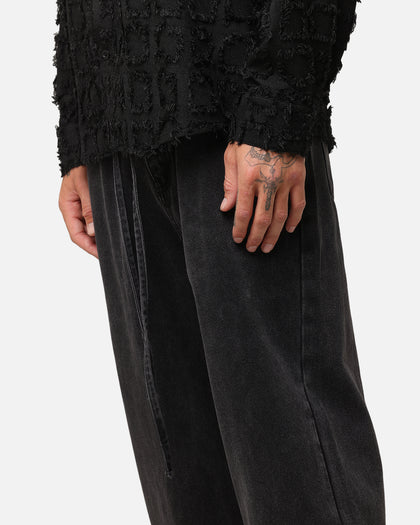XXIII Tie Lace Baggy Jeans Black Stonewash