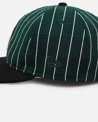 New Era Los Angeles Lakers 9FIFTY Retro Melton Pinstripe Strapback Dark Green/Black