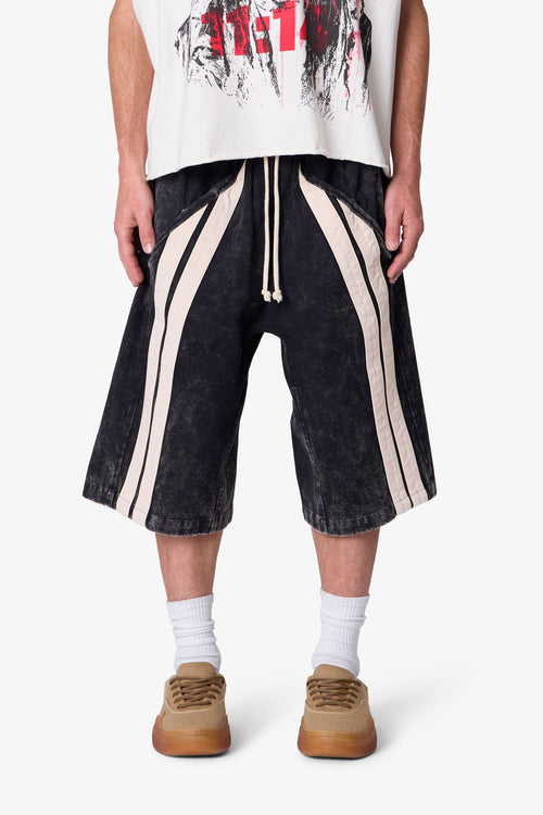 MNML Ultra Baddy Stripe Twill Short Washed Black