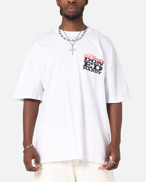 Ed Hardy Flaming Skull T-Shirt White