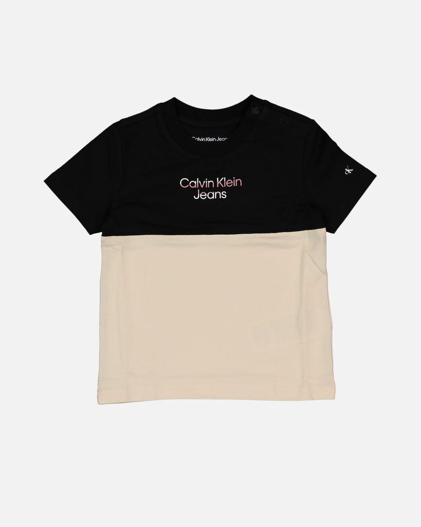 Black Colour Calvin T-Shirt | Kings US Hero CK Klein Block Culture Logo Infants\'