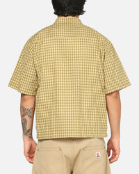 Carre Checkered Boxy Button Up Shirt Yellow Check