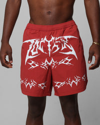 Loiter Stacked Metal Walk Shorts Burgandy