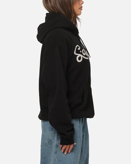 S Double Cursive Zip Hoodie Black