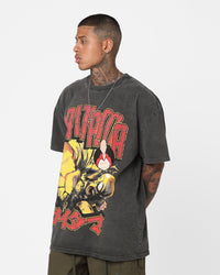 73Studio X One Punch Man Saitama Heavyweight Vintage T-Shirt Black Wash