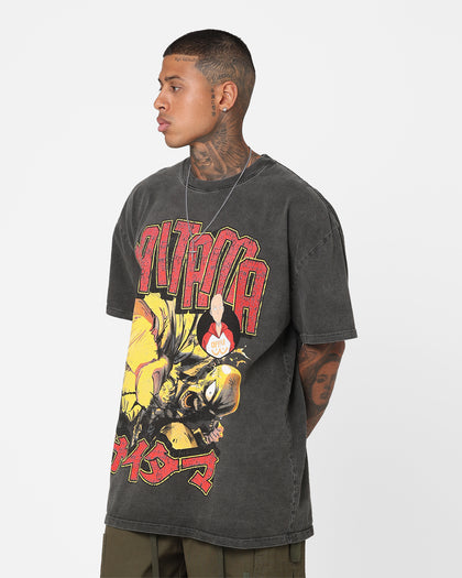 73Studio X One Punch Man Saitama Heavyweight Vintage T-Shirt Black Wash