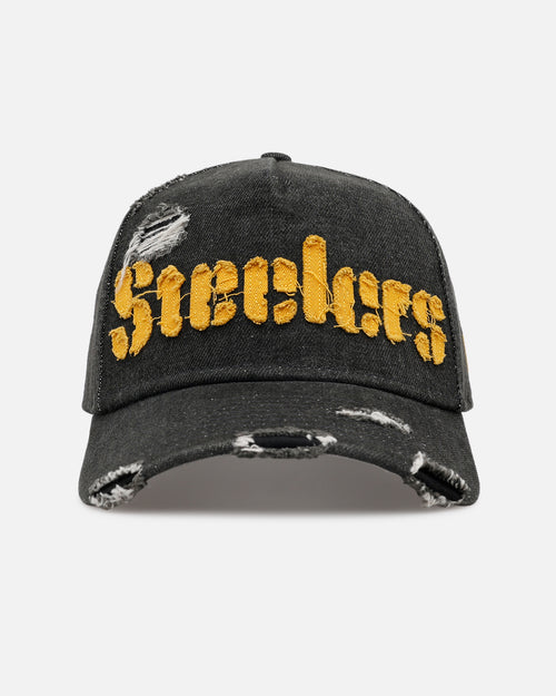 New Era Pittsburgh Steelers 'Distressed Denim 2.0' 9FORTY A-Frame Strapback Black