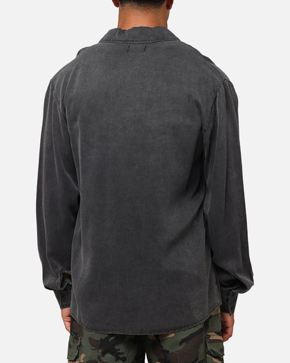 XXIII Acid Wash Button Up Over Shirt Washed Black