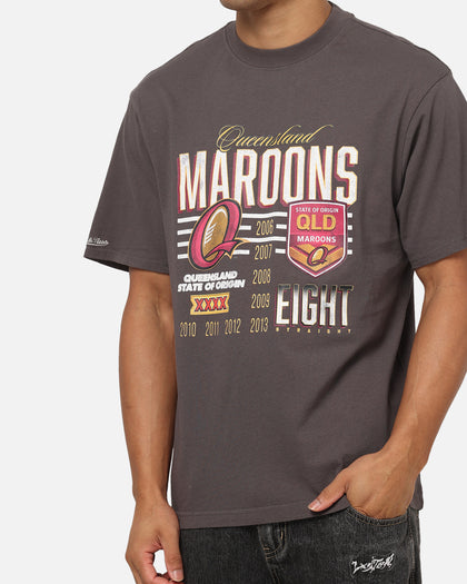 Mitchell & Ness Queensland Maroons 8 Straight Vintage T-Shirt Slate