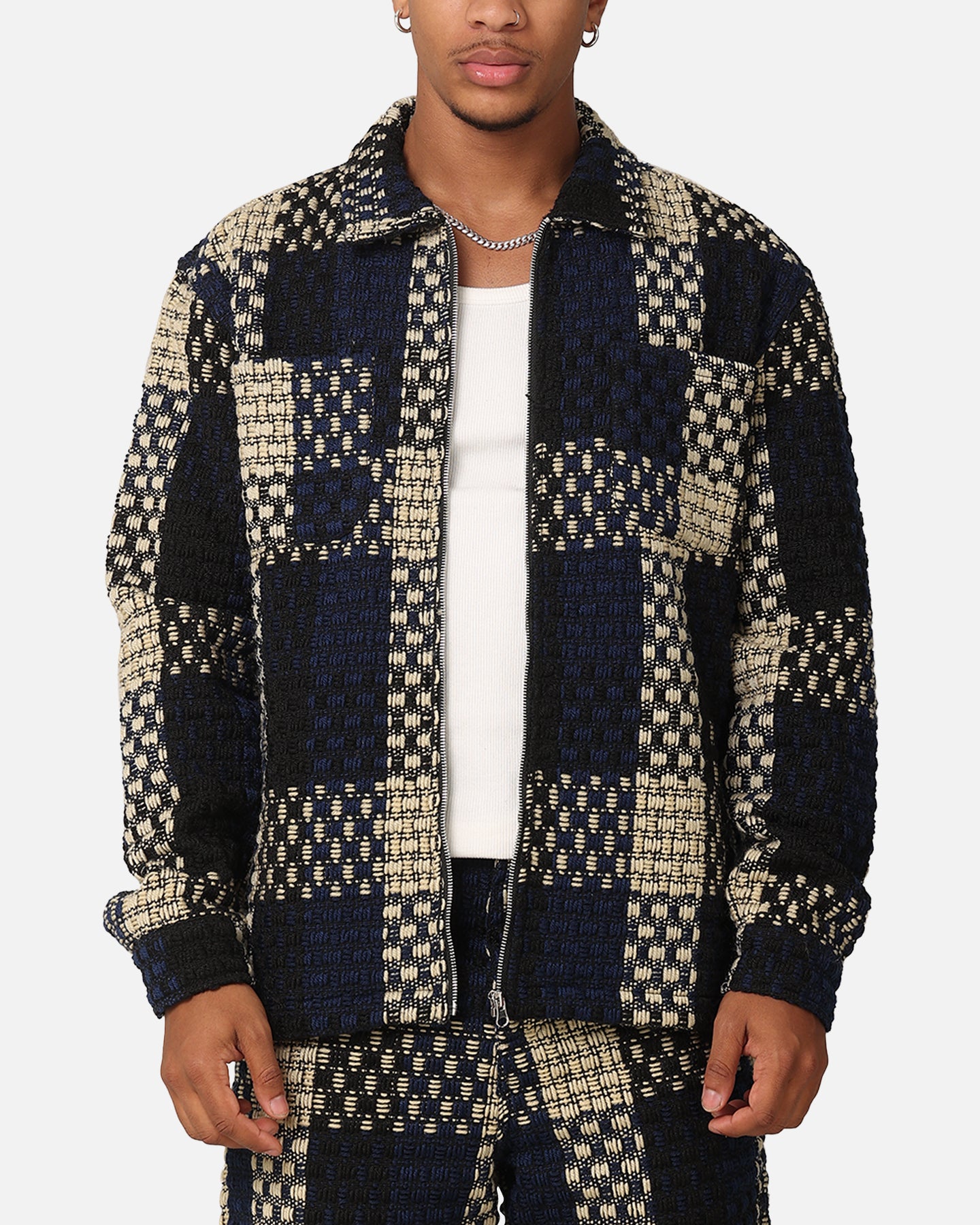 XXIII Textured Weave Jacket Blue/Black/Yellow | Culture Kings US