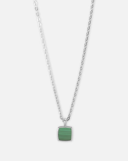 Saint Morta Malachite Pendant Chain White Gold