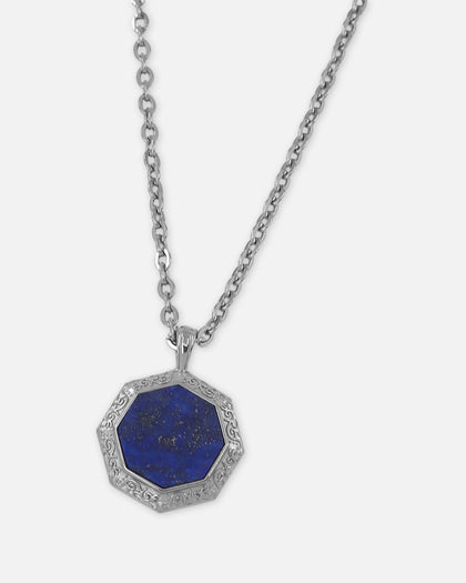Saint Morta Lapis Octagon Pendant Chain White Gold
