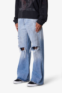 MNML Painter Kick Flare Denim Blue