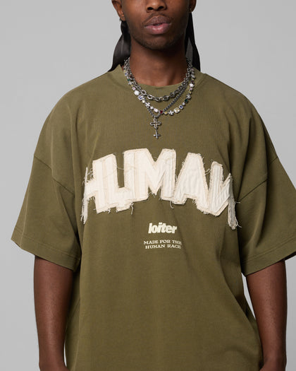 Loiter Human Box T-Shirt Vintage Khaki
