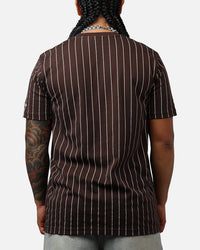 New Era San Diego Padres Throwback Pinstripe T-Shirt Brown