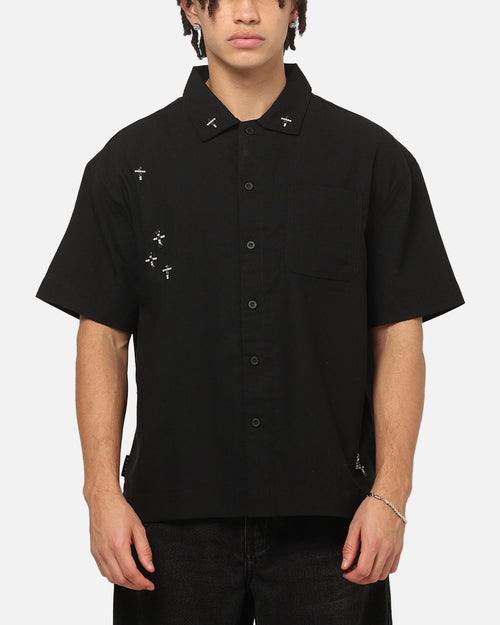 Saint Morta Credo Linen Button Up Shirt Black