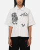 Ed Hardy Euro Short Sleeve Button Up Shirt White Pinstripe