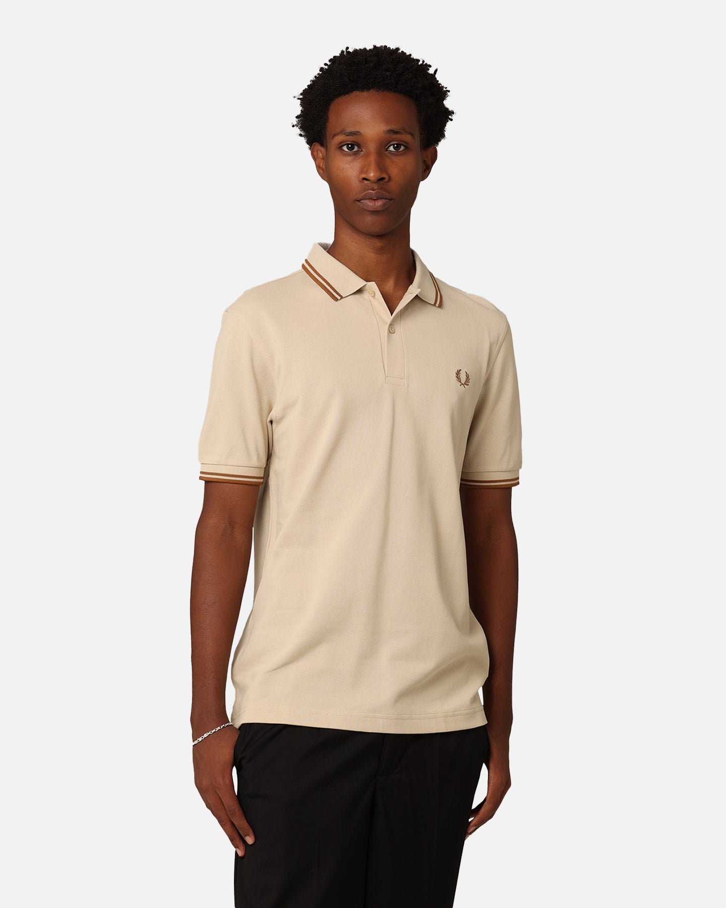Fred Perry Twin Tipped Polo Shirt Oatmeal | Culture Kings US