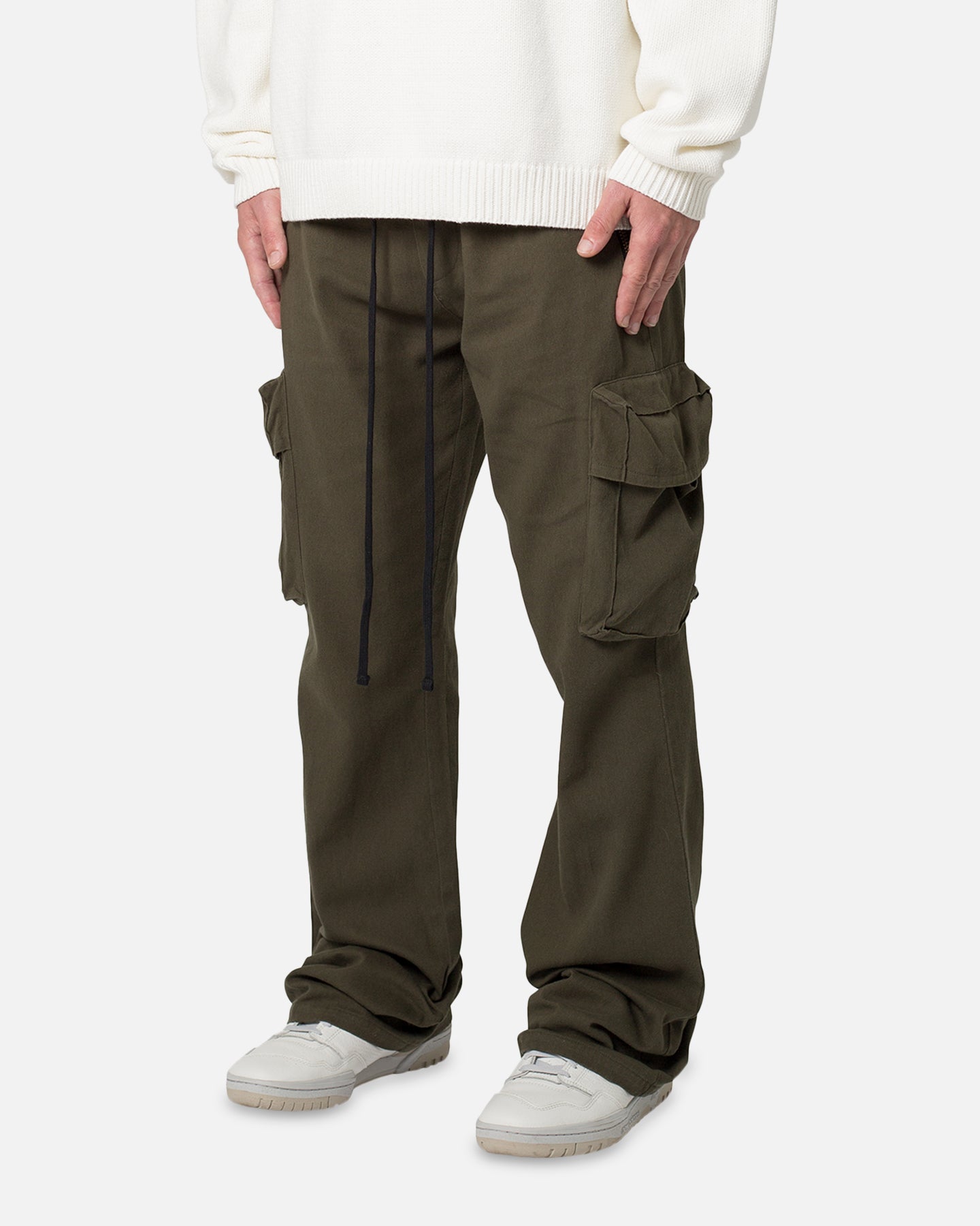 MNML Drawcord Flare Cargo Pants Olive | Culture Kings US