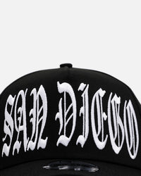 New Era San Diego Padres 'Oversized Gothic Script Crown' 9FORTY A-Frame Snapback Black/White