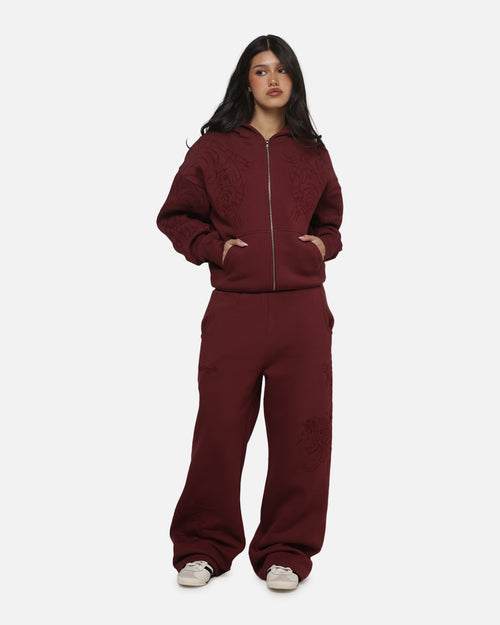 Ed Hardy Women's Tattoo Zip Hoodie Burgundy
