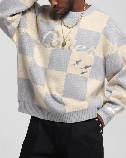 Loiter Checker Knit Sweater Grey/Off White