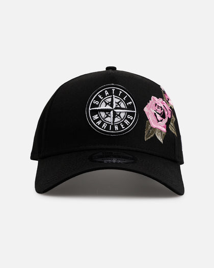 New Era Seattle Mariners 'Pink Rose Embroidery' 9FORTY A-Frame Snapback Black/Pink