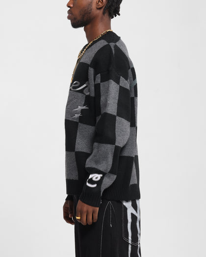 Loiter Checker Knit Sweater Black/Grey